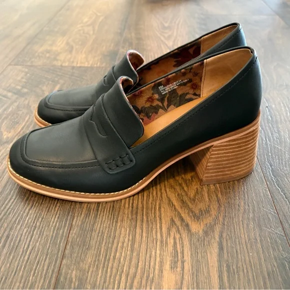 Kork-Ease Black Leather heeled loafers - Picture 2 of 4